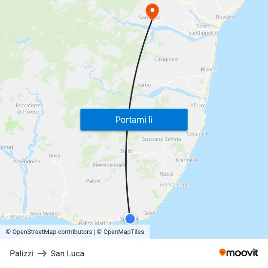 Palizzi to San Luca map