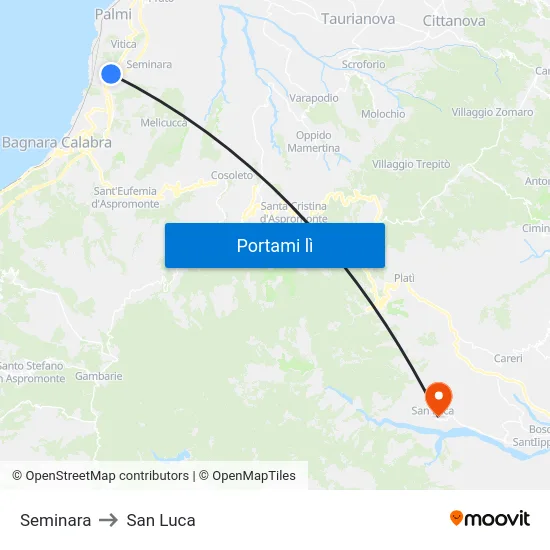Seminara to San Luca map