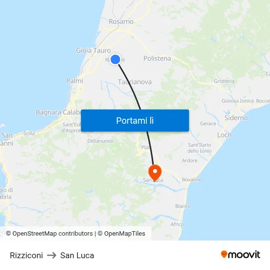 Rizziconi to San Luca map