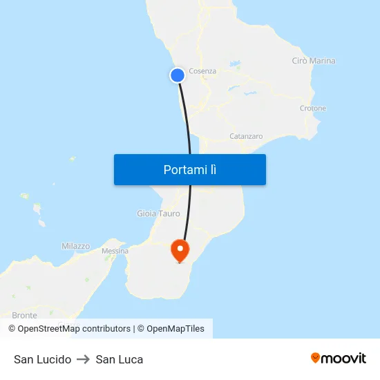 San Lucido to San Luca map