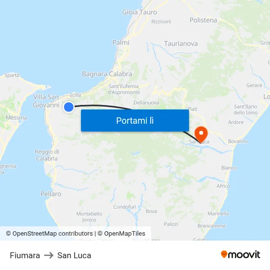 Fiumara to San Luca map