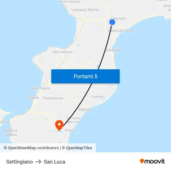 Settingiano to San Luca map
