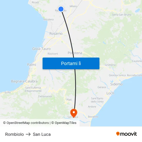 Rombiolo to San Luca map