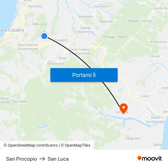 San Procopio to San Luca map