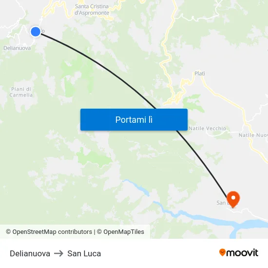Delianuova to San Luca map