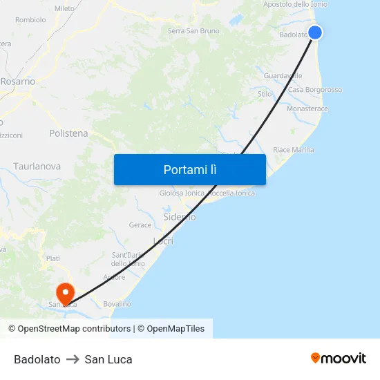 Badolato to San Luca map