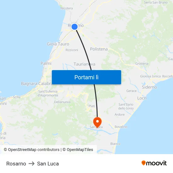 Rosarno to San Luca map