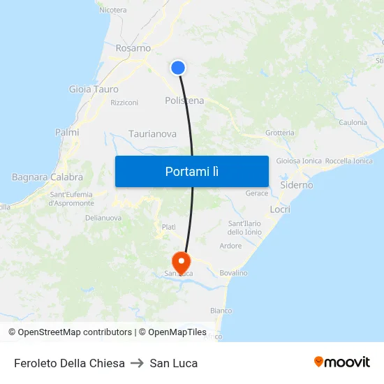 Feroleto Della Chiesa to San Luca map
