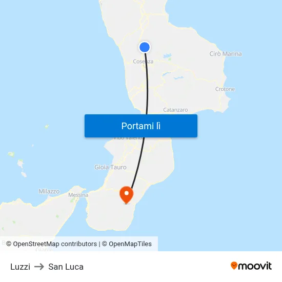 Luzzi to San Luca map