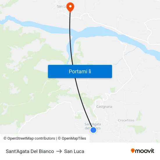 Sant'Agata Del Bianco to San Luca map