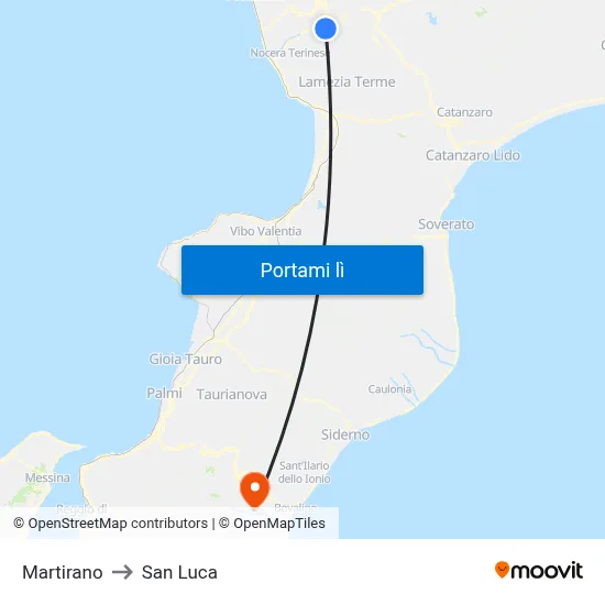 Martirano to San Luca map