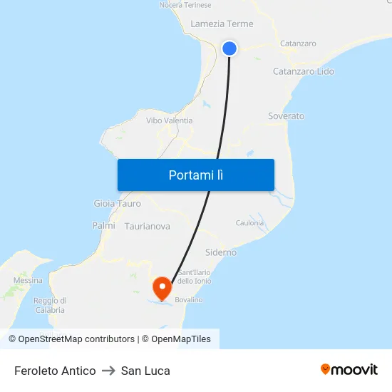 Feroleto Antico to San Luca map