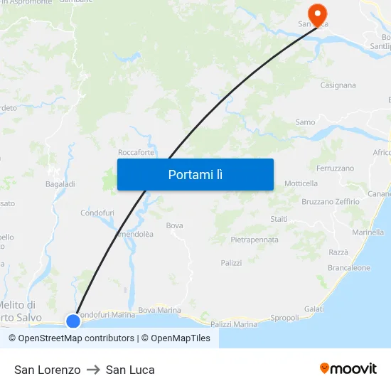 San Lorenzo to San Luca map