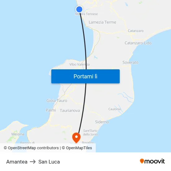 Amantea to San Luca map