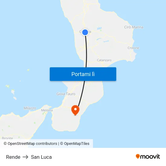 Rende to San Luca map