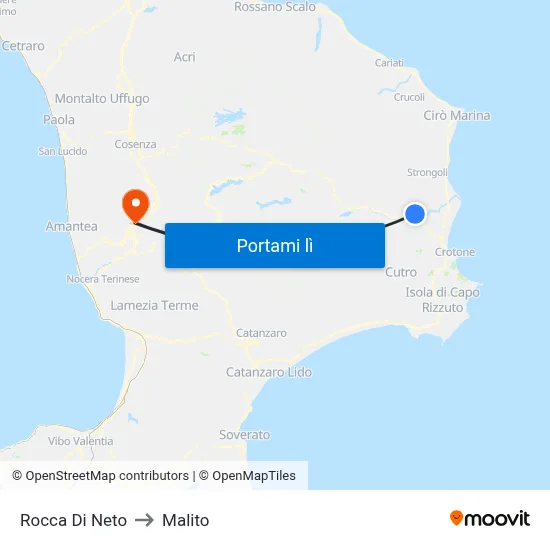 Rocca Di Neto to Malito map