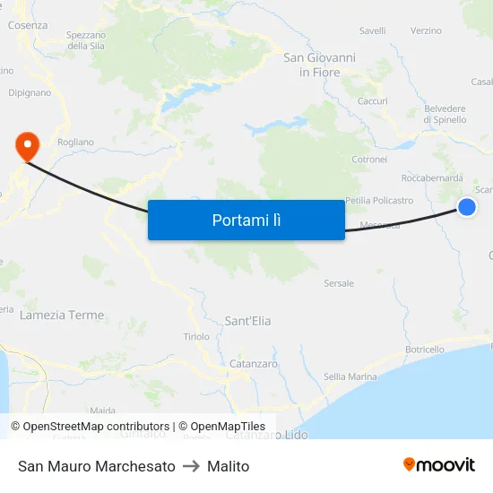 San Mauro Marchesato to Malito map