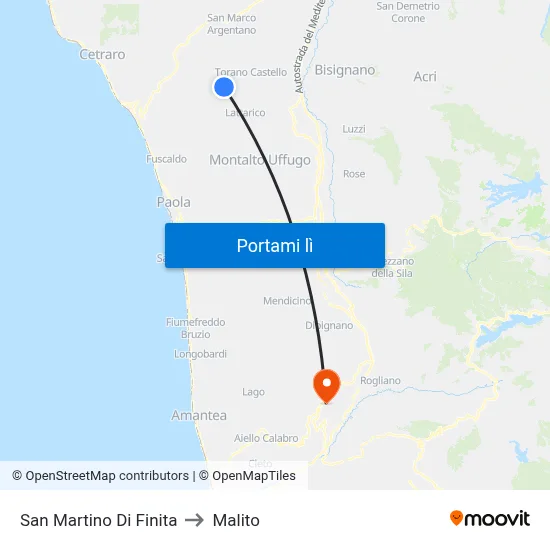 San Martino Di Finita to Malito map