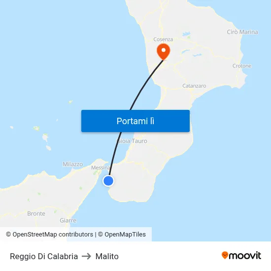 Reggio Di Calabria to Malito map