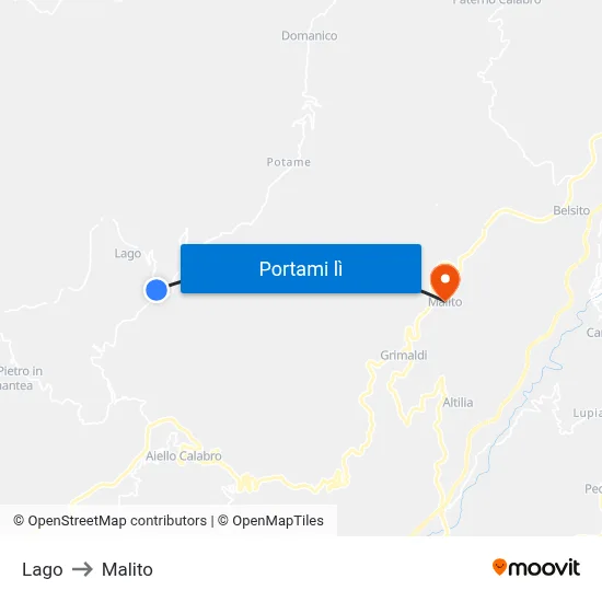 Lago to Malito map