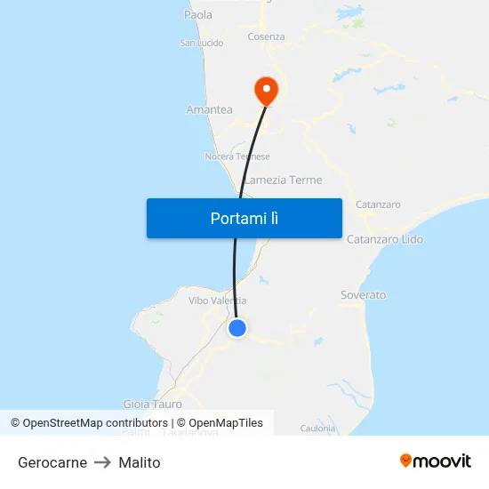 Gerocarne to Malito map