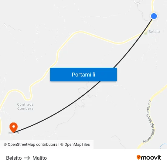 Belsito to Malito map