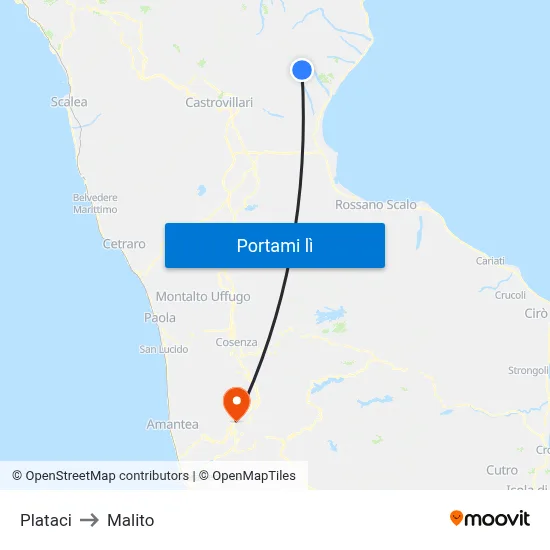 Plataci to Malito map