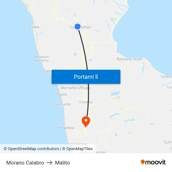 Morano Calabro to Malito map