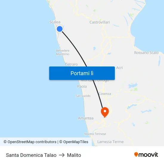 Santa Domenica Talao to Malito map