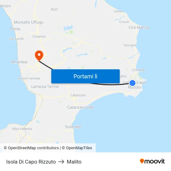Isola Di Capo Rizzuto to Malito map