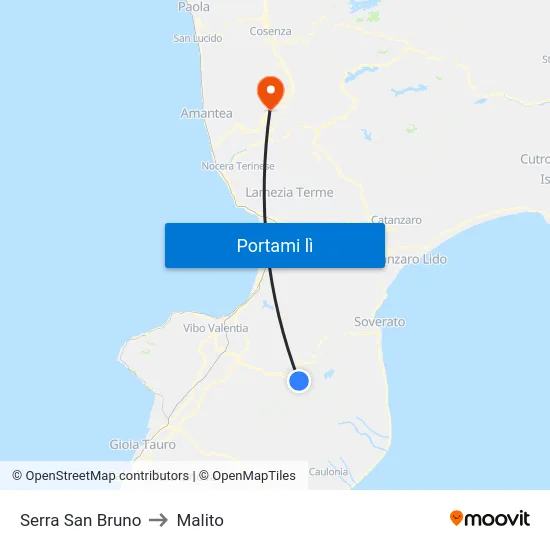 Serra San Bruno to Malito map