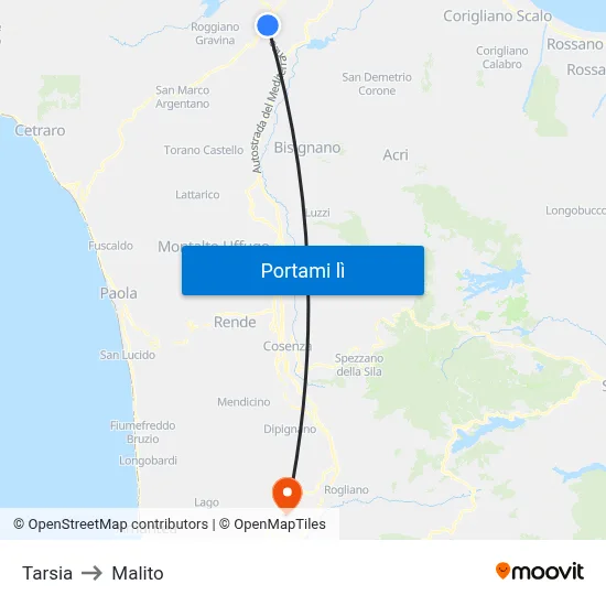 Tarsia to Malito map