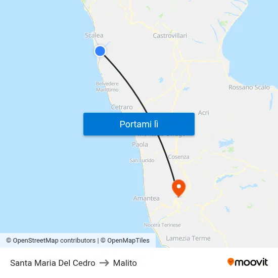 Santa Maria Del Cedro to Malito map