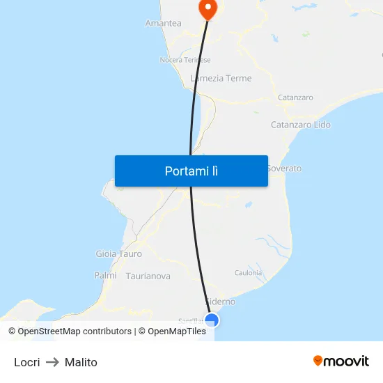 Locri to Malito map