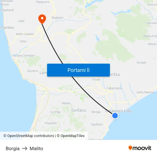 Borgia to Malito map