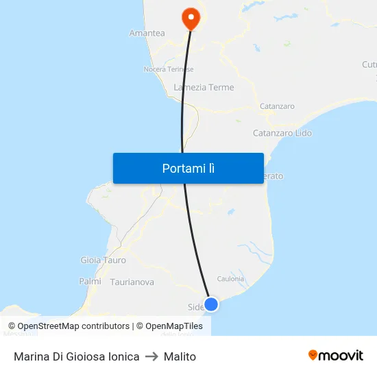Marina Di Gioiosa Ionica to Malito map