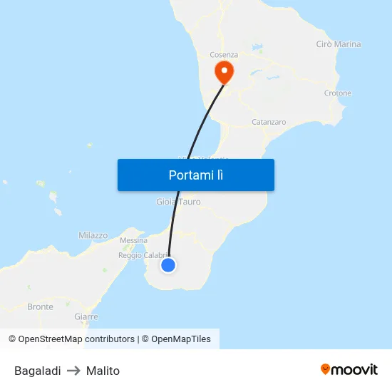 Bagaladi to Malito map