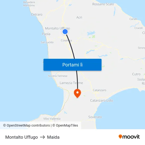 Montalto Uffugo to Maida map