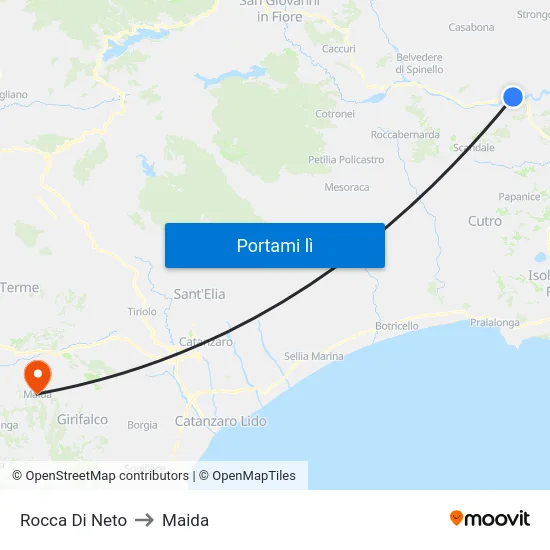 Rocca Di Neto to Maida map