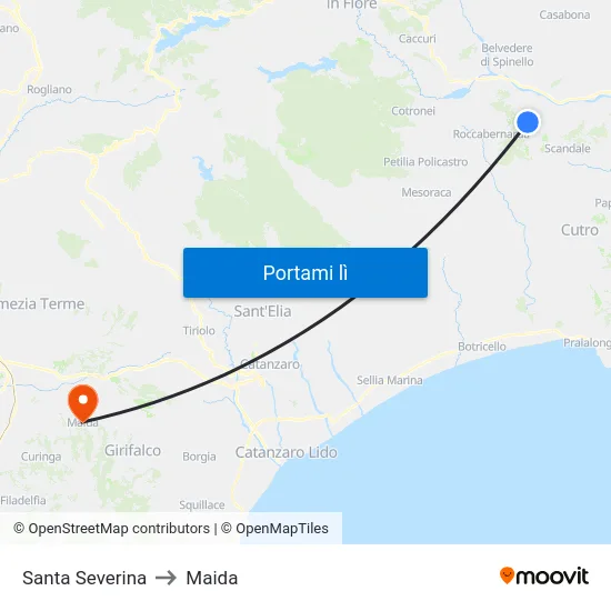 Santa Severina to Maida map