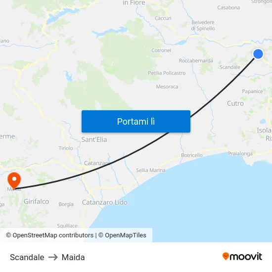 Scandale to Maida map