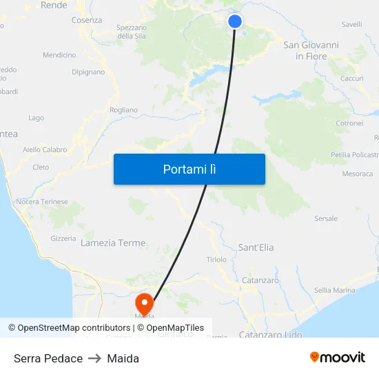 Serra Pedace to Maida map