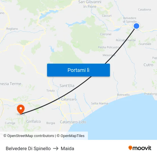 Belvedere Di Spinello to Maida map