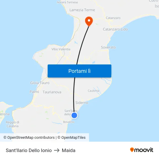 Sant'Ilario Dello Ionio to Maida map