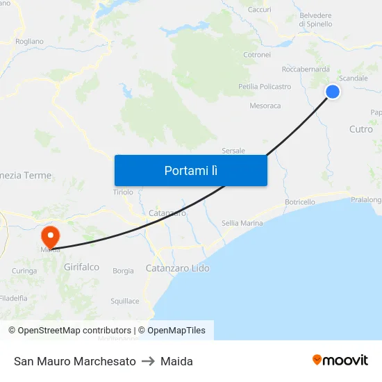 San Mauro Marchesato to Maida map
