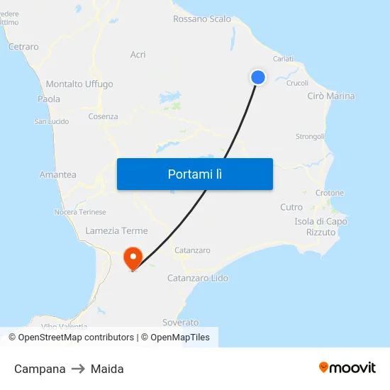 Campana to Maida map