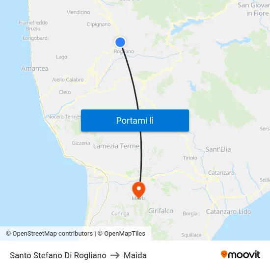 Santo Stefano Di Rogliano to Maida map