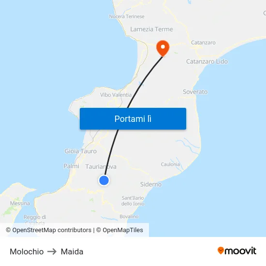 Molochio to Maida map