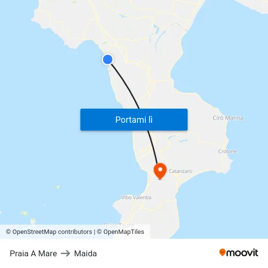 Praia A Mare to Maida map