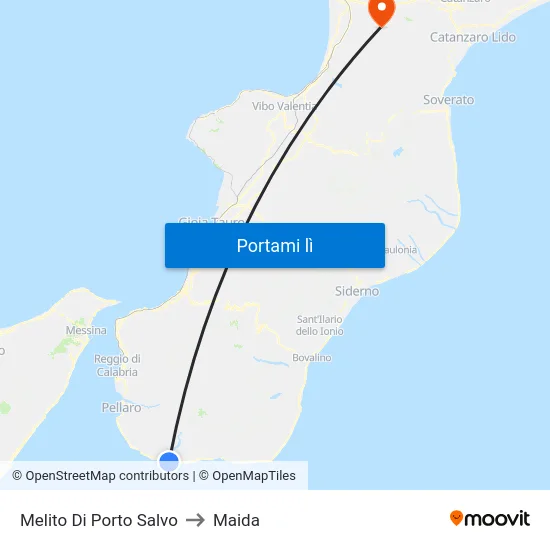 Melito Di Porto Salvo to Maida map